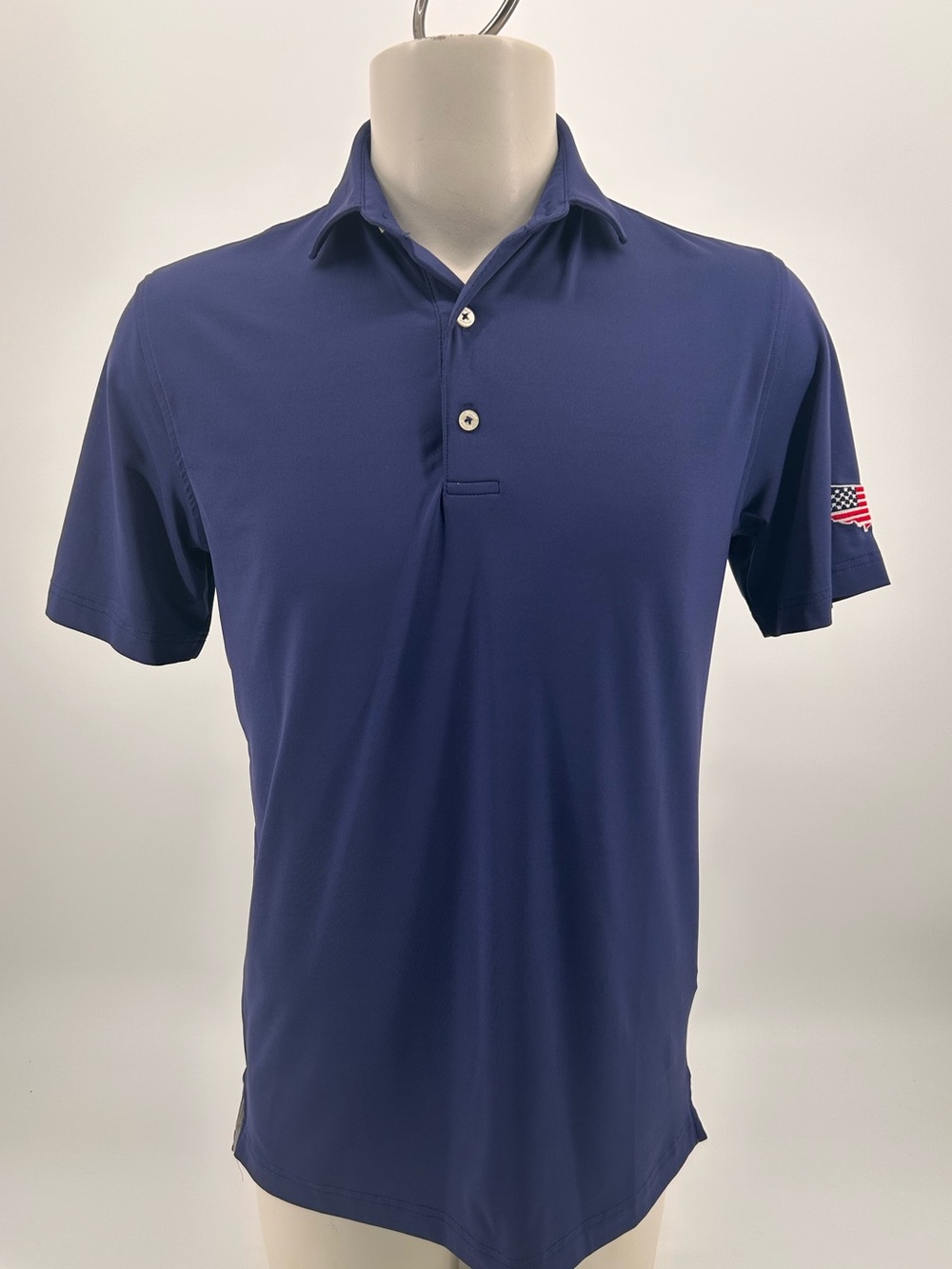 Men’s Johnnie-O all American golf polo navy blue flag size small